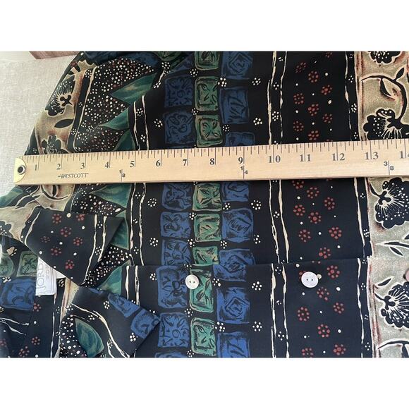 Vintage Jordan Shirt Women 20 Blue Green Tan Geometric Button Up 90s Long Sleeve - Picture 11 of 12